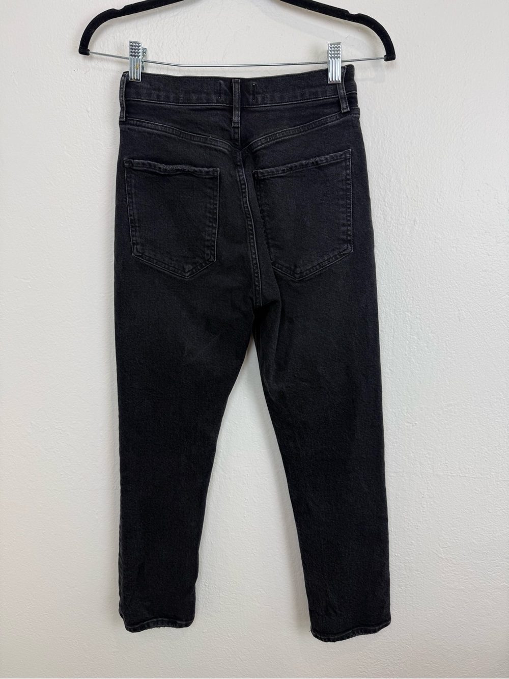 AGOLDE Riley High Rise Straight Crop Jeans 25 Panoramic Black Stretch Denim - Picture 4 of 9